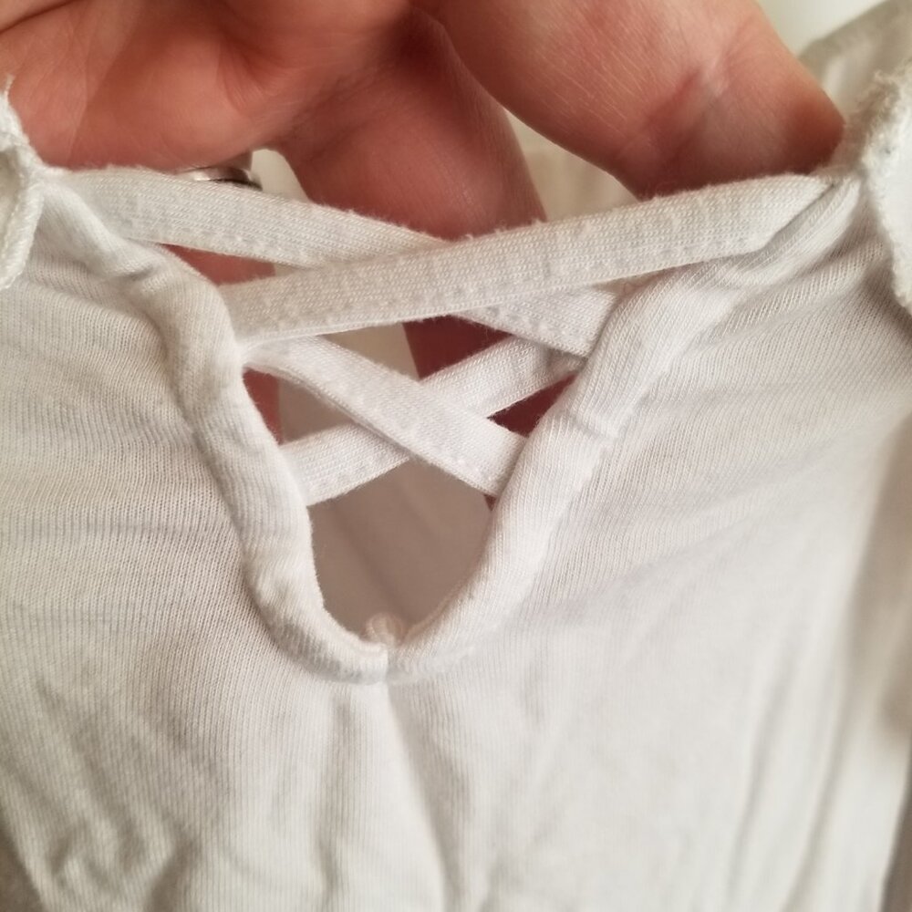 Super Soft Cold Shoulder Eyelet Ruffle Top - Picture 5 of 7